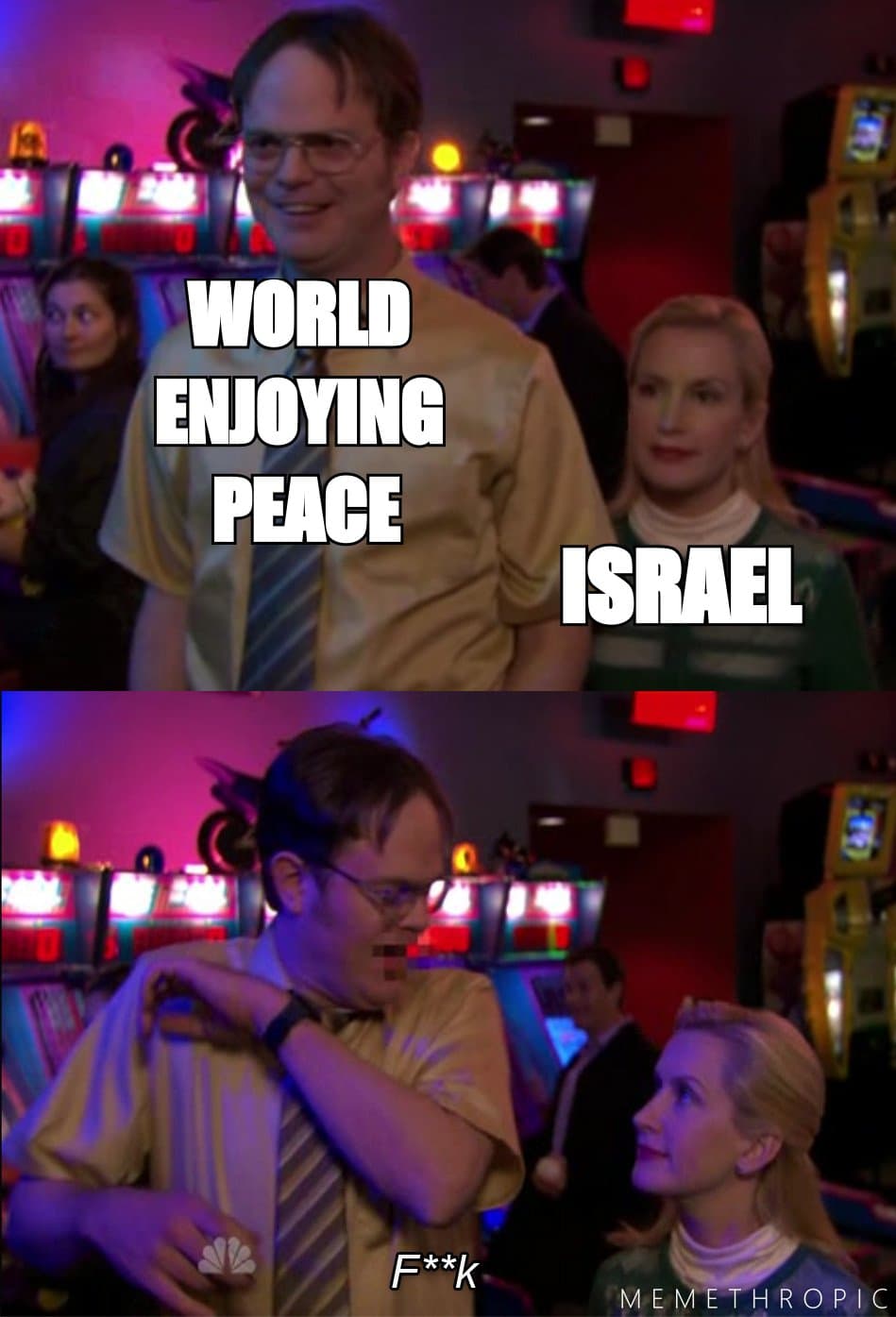 Angela Scared Dwight meme template