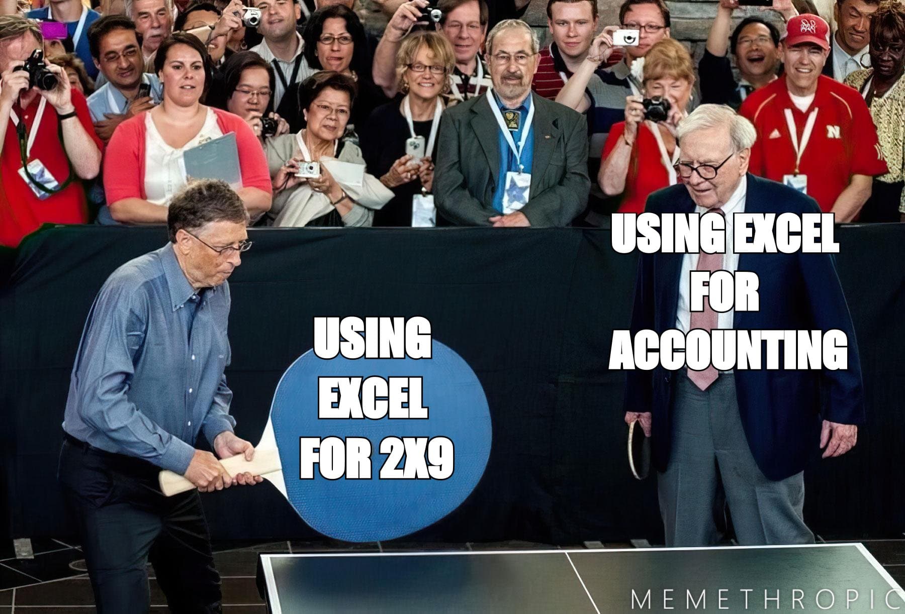 Bill gates giant ping pong paddle meme template